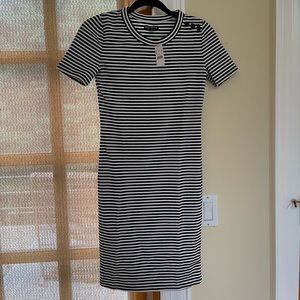 Jcrew black and white striped tee dress - new with tags